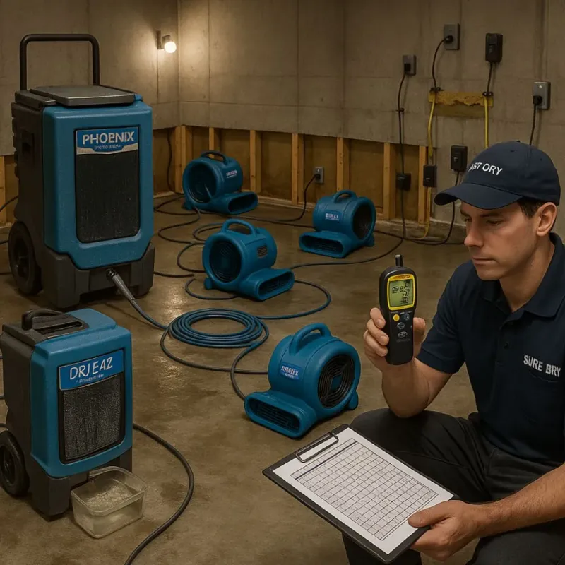 Structural Drying and Dehumidification process in Middletown, CT